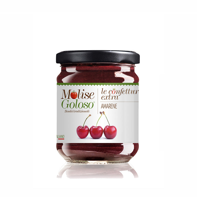 Molise Goloso Amarene Konfitüre – Italienische Sauerkirschmarmelade im Glas, ideal für Frühstück und Desserts