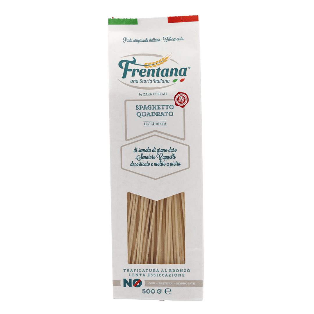 Frentana Spaghetto Quadrato aus Senatore Cappelli Hartweizengrieß – italienische Bronzepasta in 500 g Packung