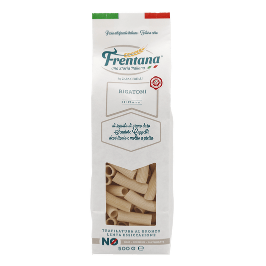 Frentana Rigatoni aus Senatore Cappelli Hartweizengrieß – traditionell gefertigte Bronzepasta in 500 g Tüte